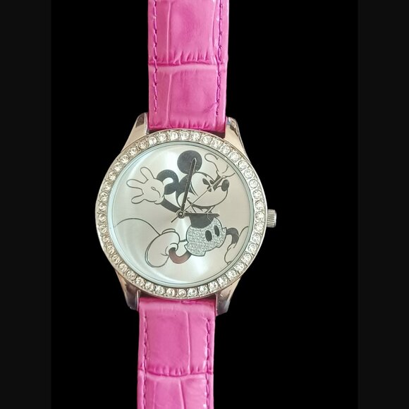 Disney Accessories - Limited Edition Disney Parkes Mickey Mouse Pink Leather Band Wristwatch 9.5"